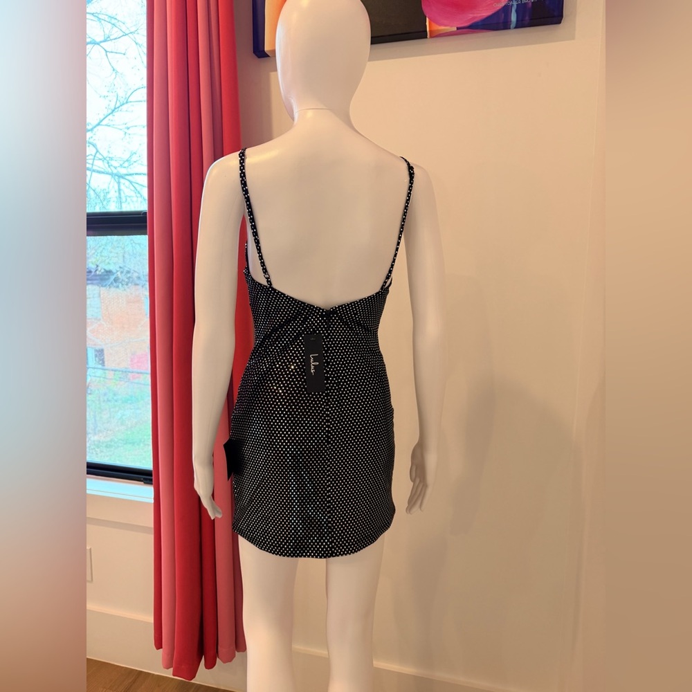NWT Lulu’s Black Dotted Mesh Bodycon Mini Dress size XS - Picture 6 of 8